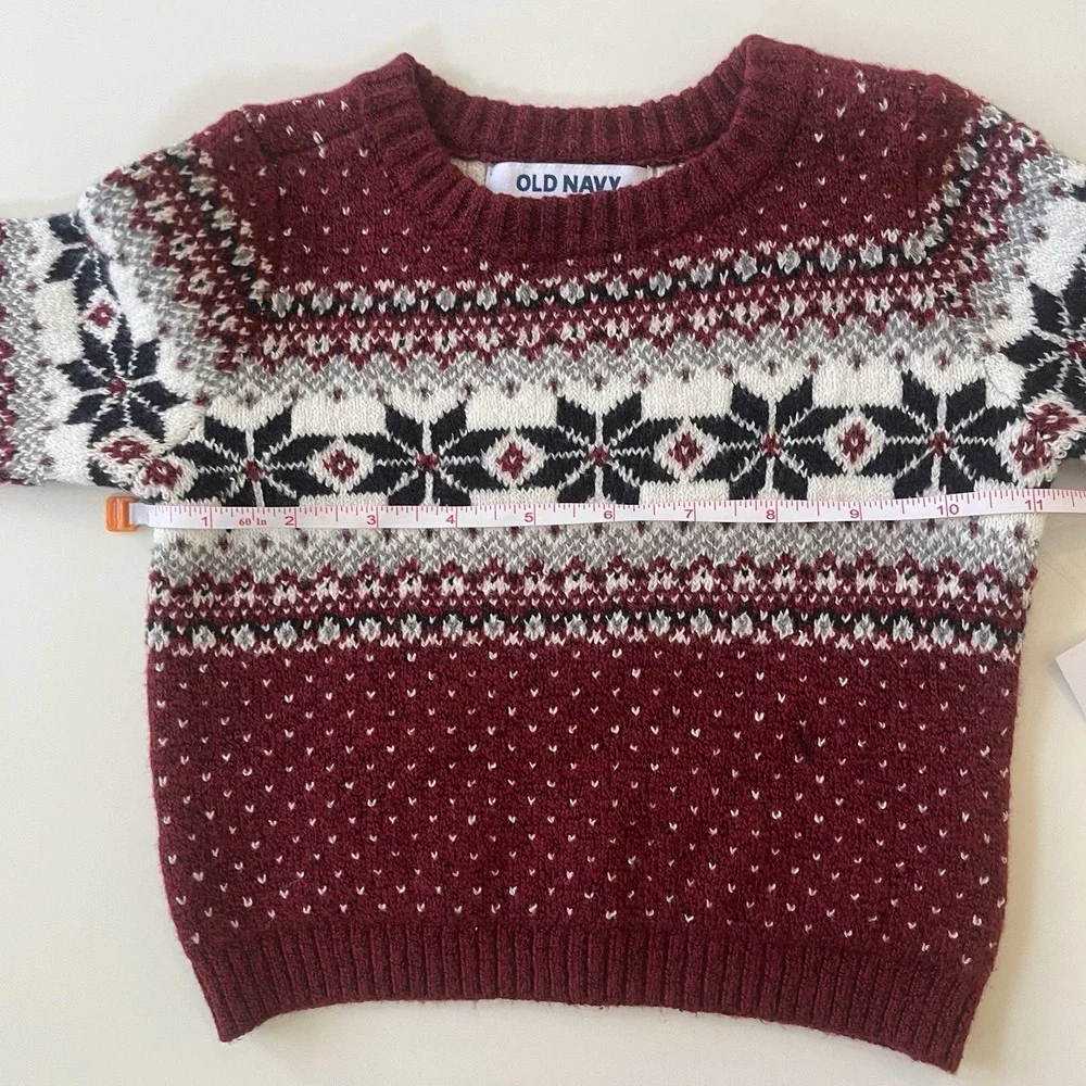 NWT Old Navy Baby Size 3-6M Sweater Crewneck Holiday‎ Red White Black Geometric